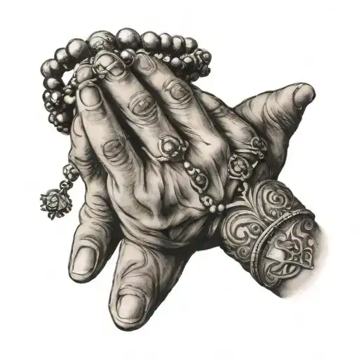 Praying Hand With Bead Bracelet
