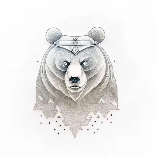 Create A Minimalist Tattoo Of A Sword With A Hidden Bear Motif