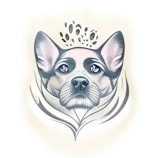 Dog With Pawprint With Waterfall