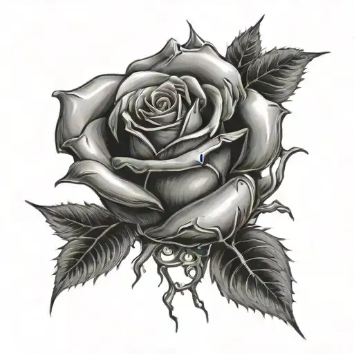 A Rose With Thorns Intertwined With A Broken Heart Symbolizing Love And Pain