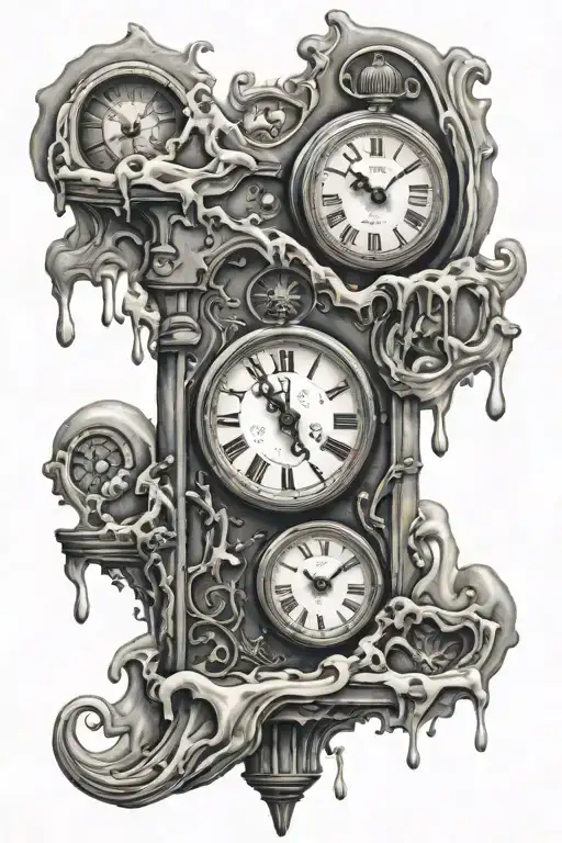 Melting Clock Surrealism Trouble Whimsical Realistic
