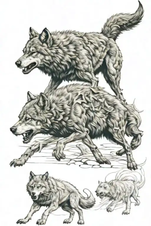 Full Sleeve Wolf Monster Hunting A Child