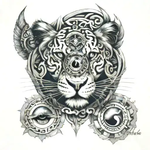 Leo Zodiac And Piece Zodiac With God Eye Symbol Integrated