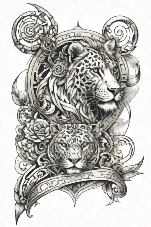 Arm Sleeve With Leo And Piece Zodiac And Archer In Geomatric Style