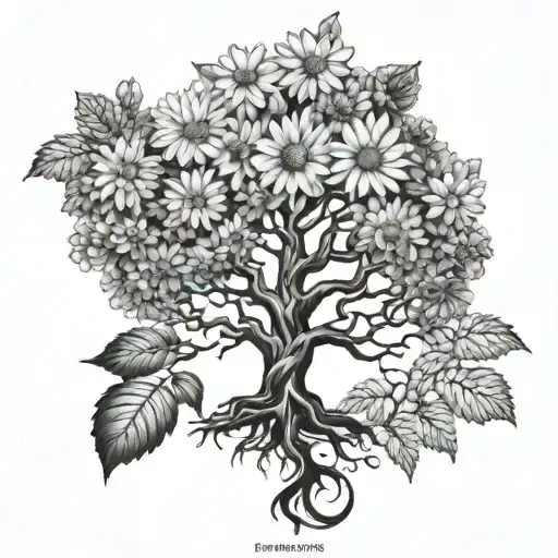 Tree Of Life With Chrysanthemum Flower