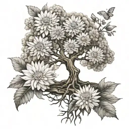 Tree Of Life With Chrysanthemum Flower