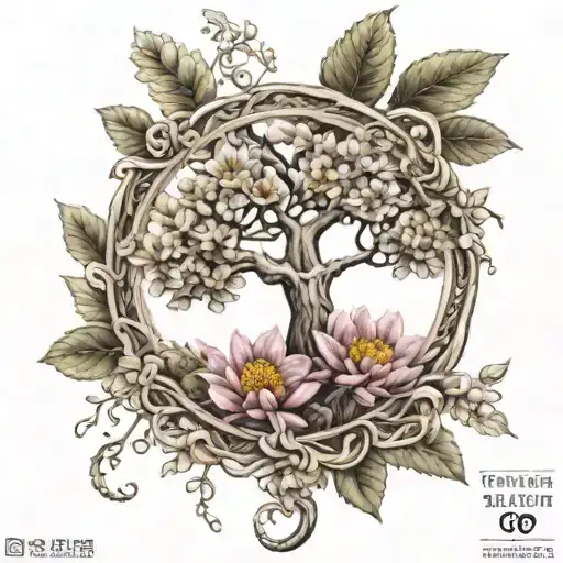 Tree Of Life With Chrysanthemum Flower