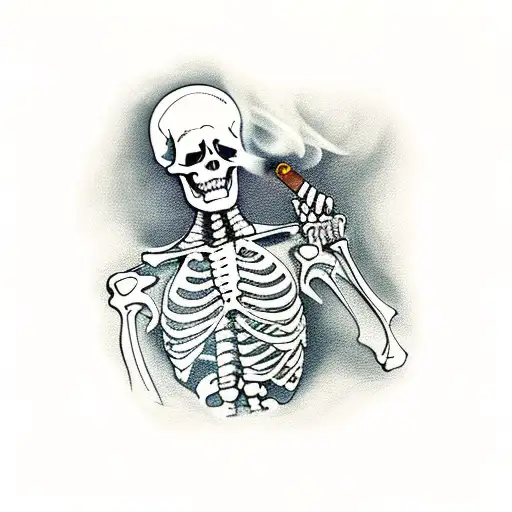 Skeleton Smoking A Cigar