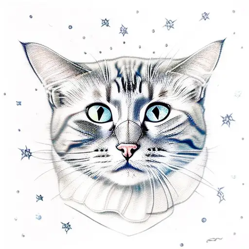 Cat With Starry Night Painting