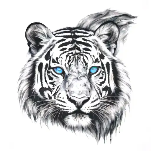 Black And White Tiger With Blue Eyes
