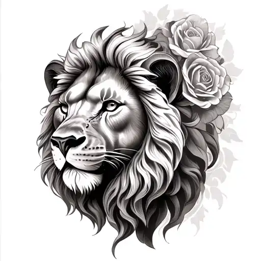 Rose Intertwined Lion Head Wearing