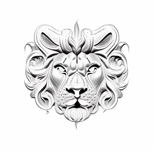 Olive Branch Whith Greek Lion On Cathidral Stone