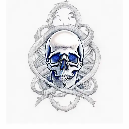 Skull With Guitar Strings As Hair