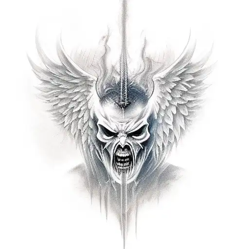 Whole Angel Body Demon Head Demon Wing Man