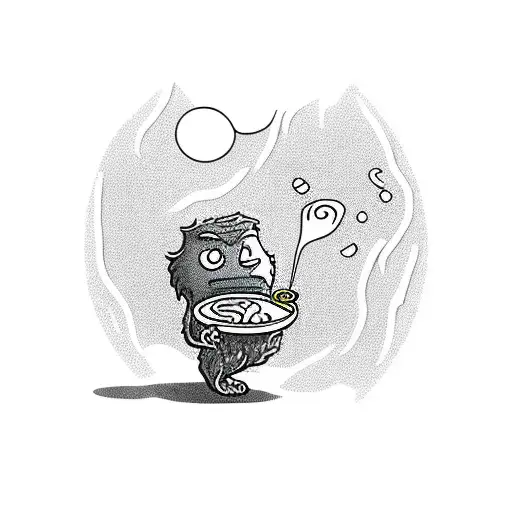Tiny Bigfoot Eating Ramen While Walking