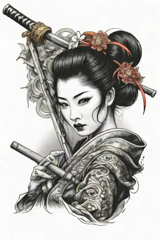 Geisha Holding A Katana