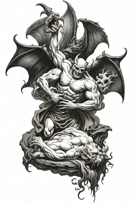 Devil Knocking God Down From Heaven