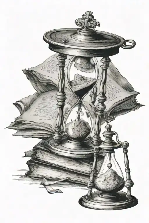 Old Fashioned Hourglass Standing On Old Book