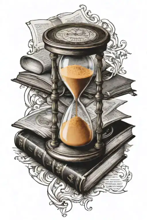 Old Fashioned Hourglass Standing On Old Book