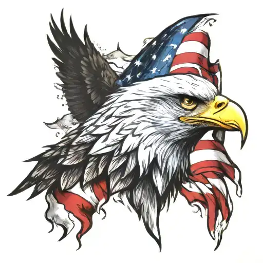 Eagle With American Flag