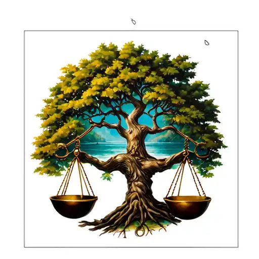 Libra Scales With Tree Of Life