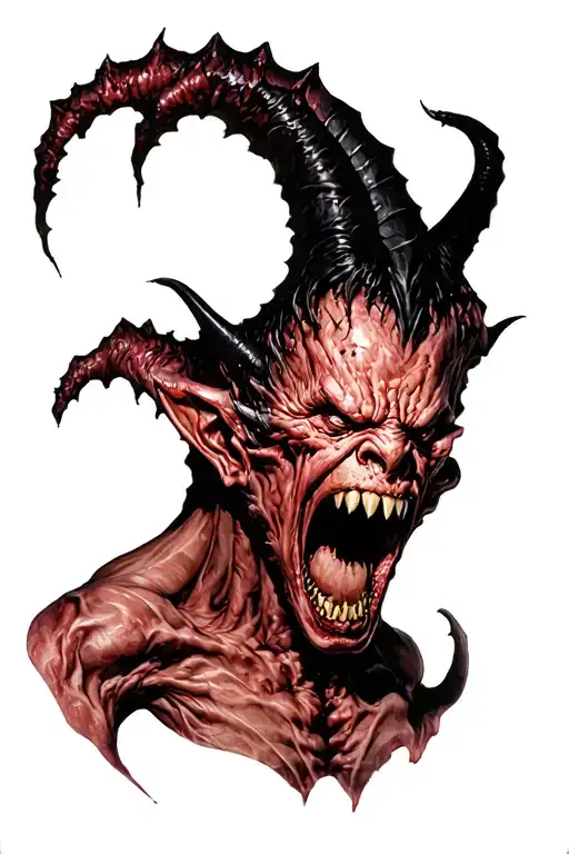Dark Demon Yelling Looking Down Left