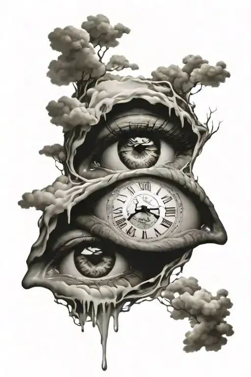 Eye Clouds Clock Melting