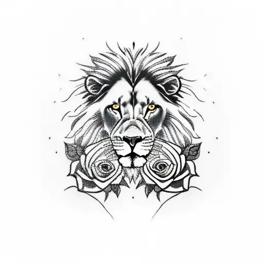 Lion With Wolf With Roses