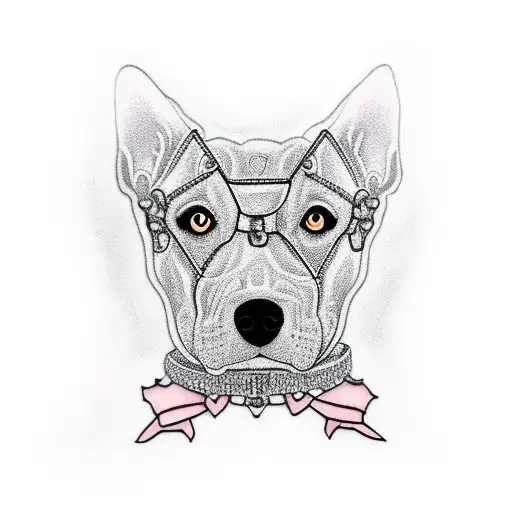 A Black Dog Wearing A Pink Harness