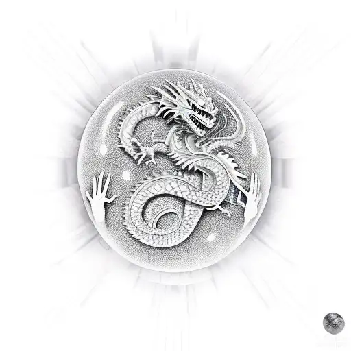 Crystal Ball With A Dragon Hand Coming Out Of It