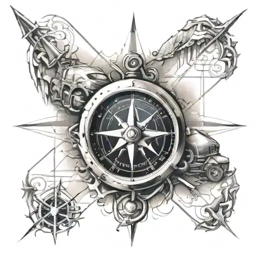 Compass With A Offroad Vehicle Conquering A Challenging