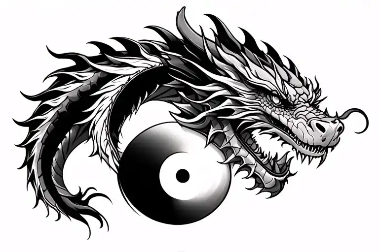 Dragon And Yin Symbol