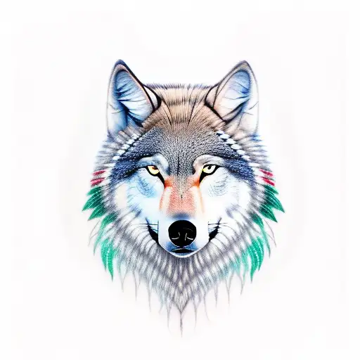 Half Indian Face Half Wolf