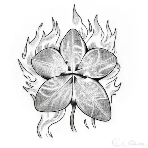 Four Leaf Clover With Fire And Ice