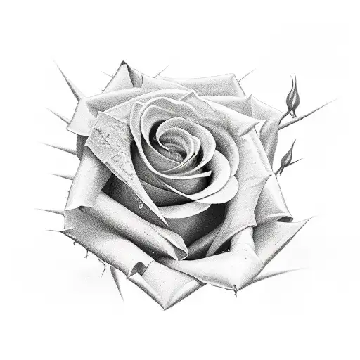 Rose Wrapped In Thorns And Bleeding