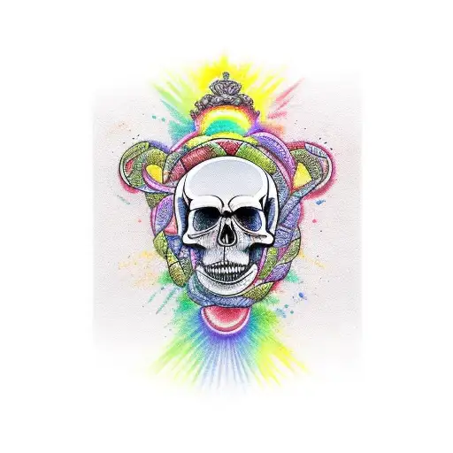 Thinking Rainbow Skeleton In Philosopher's Position