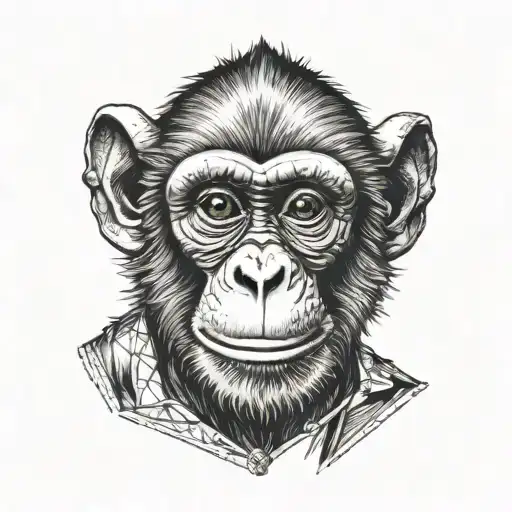 Funny Monkey With Diamond Shaped Line Outlining