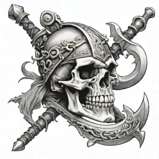 Skull Axe Viking Ship