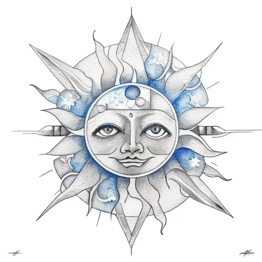 Watercolor Sun And Moon Forearm Print For A Male Arm
