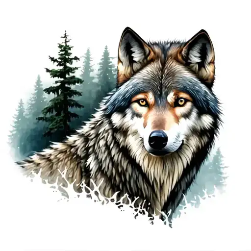 Wolf And Forest Tatto