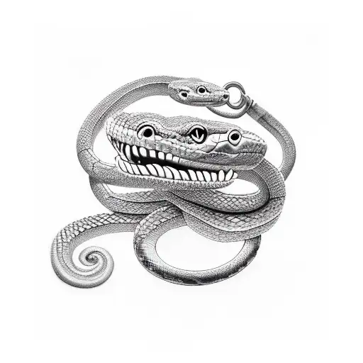 Snake Coiled Around Forearm With Mouth Open In Elbow Crease