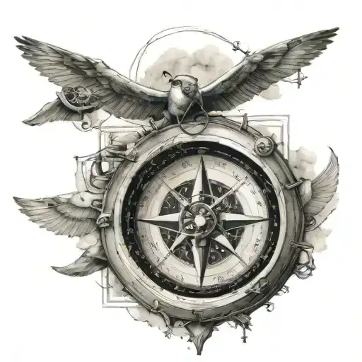 Nautical Compass Skydiving Scene