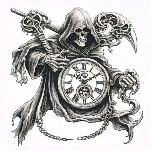 Grim Reaper Holding A Pocket Watch