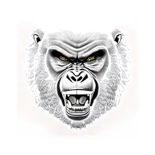 Angry Roaring Gorilla Face