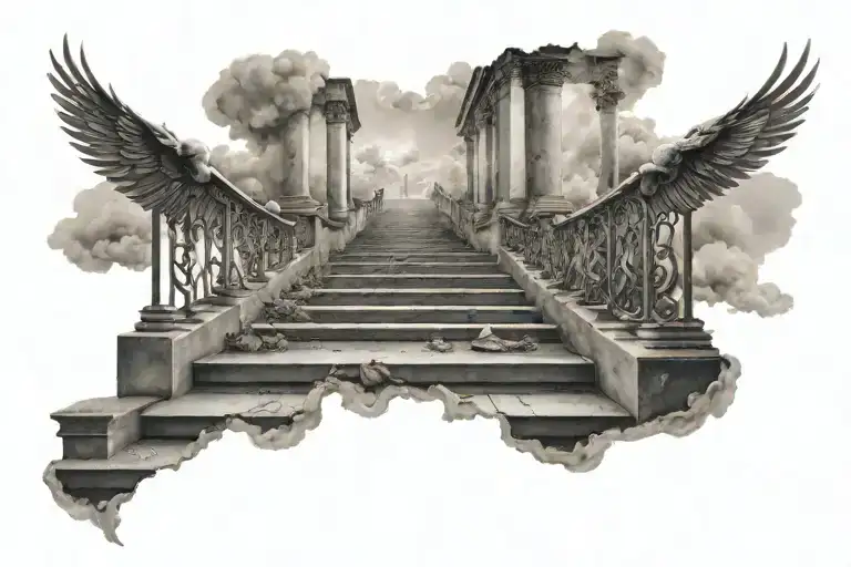 Footsteps Going Up Stairs To Heaven Gates