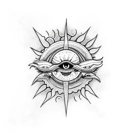 Sun And Moon With Snake