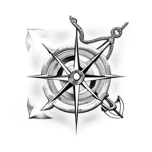 Compass And Anchor Under Water