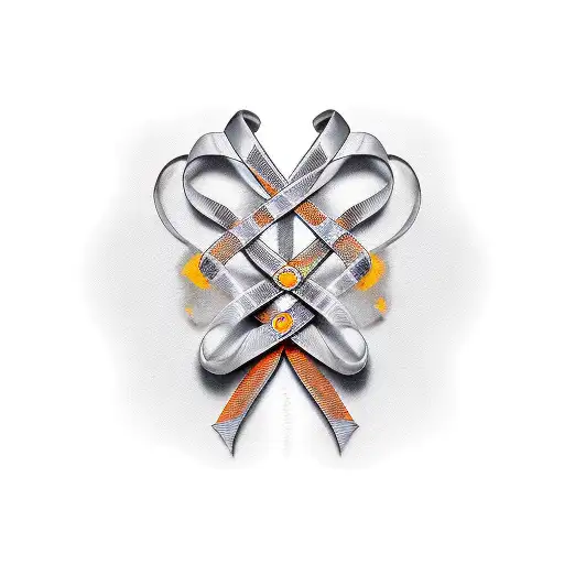 Orange Cancer Ribbon With Dagger
