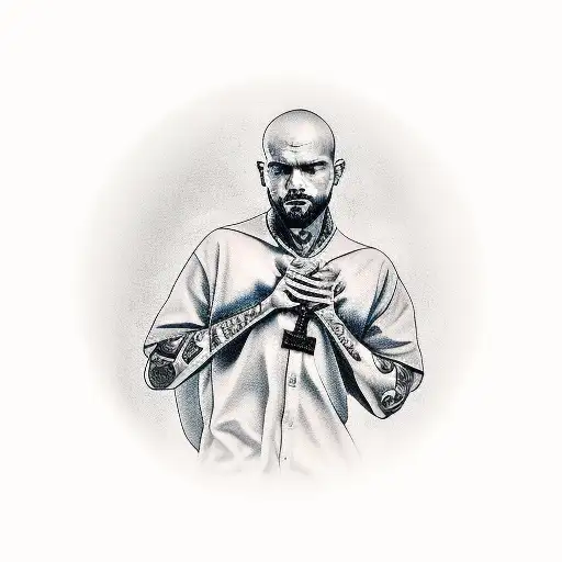 Gangster Holding A Cross