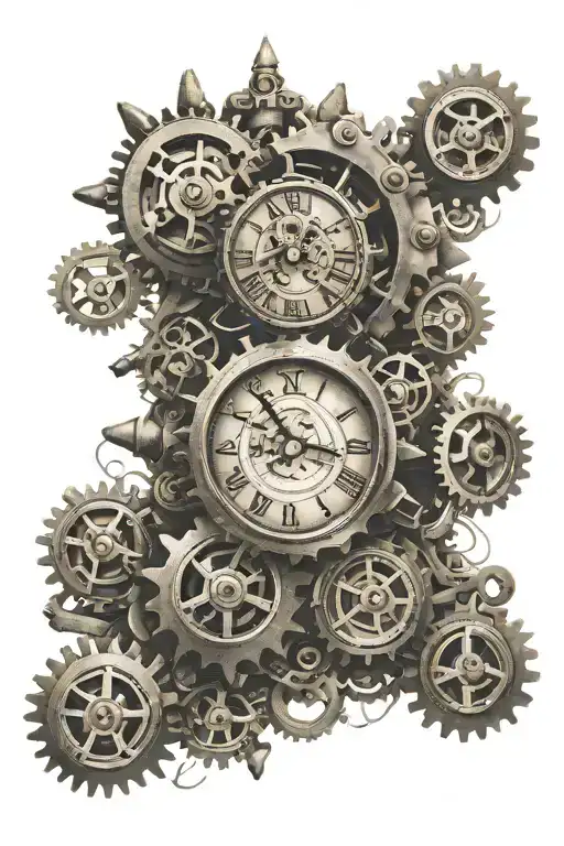 Clock And Stairs And Gears